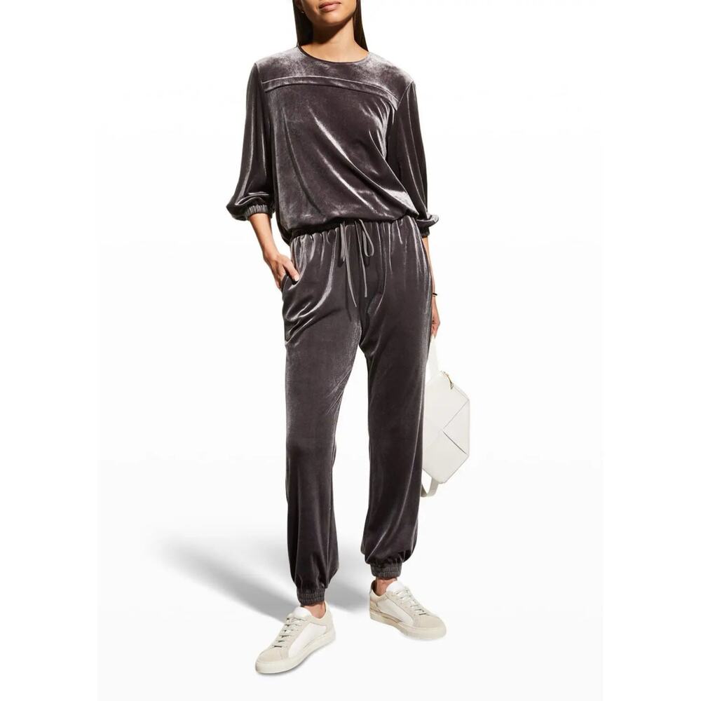 Toccin NY Charcoal Gray Velvet Drawstring Jogger Pants XL NWT $225